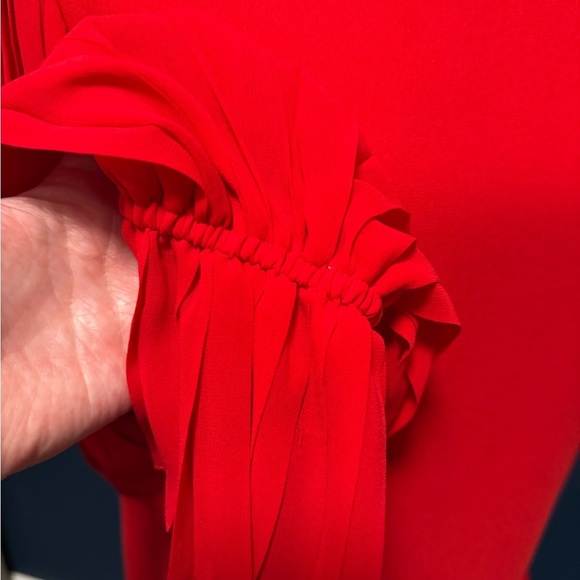 Bill Blass Vintage  Red Sheath Dress with Pleated Sleeves - Picture 9 of 12